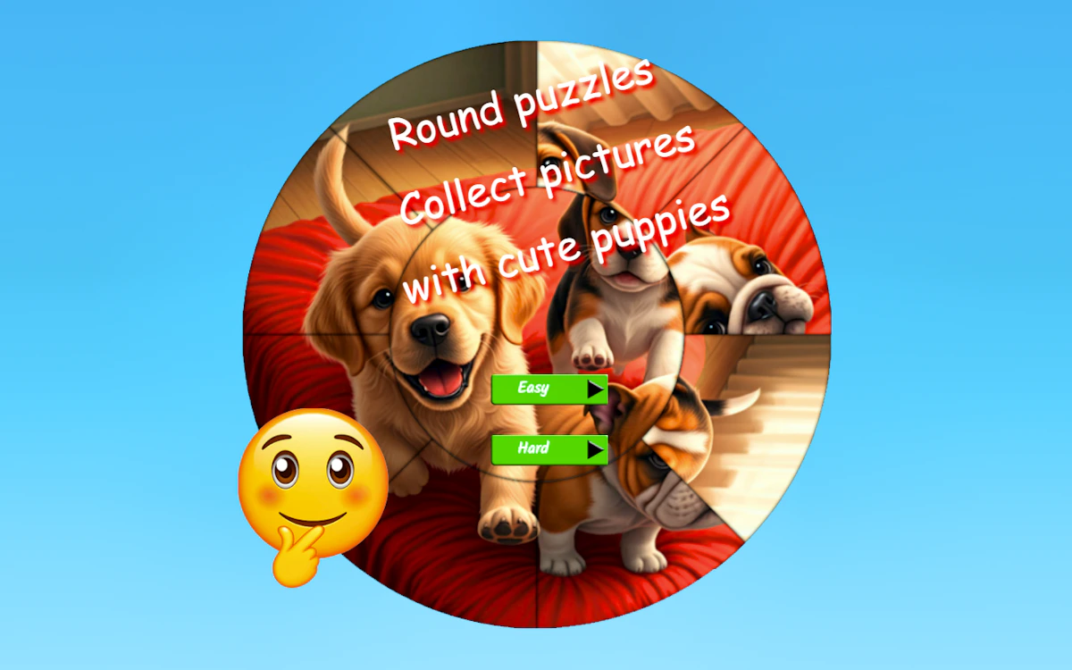 Round Jigsaw Puzzle Collect Pictures With Cute Puppies Preview
