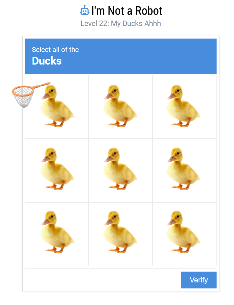 Successful duck catching in progress