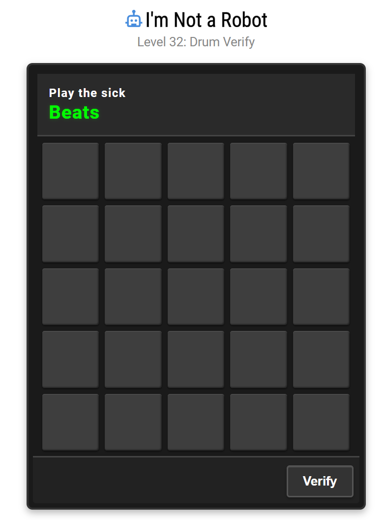 Level 32 Drum Verify Challenge